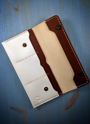 White long wallet, purse, portmone, handmade, made of genuine leather3 photo