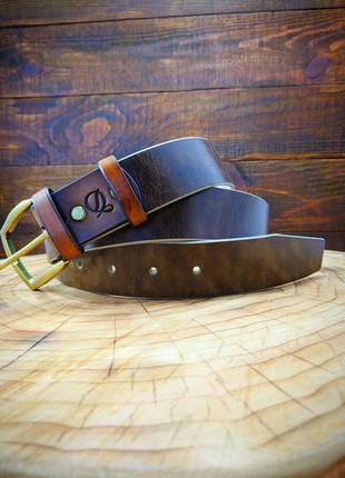 Handmade belt | cognac color| Brass