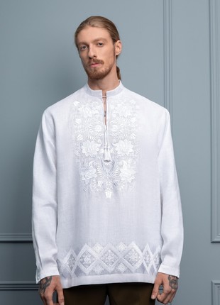 Embroidered shirt «Petrykivka» (white)1 photo