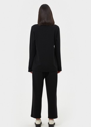 Black jersey loose-fit cropped pants3 photo