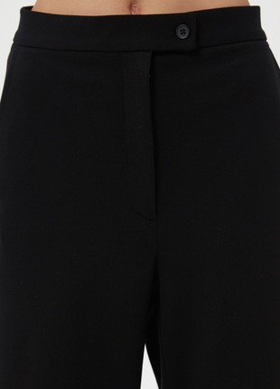 Black jersey loose-fit cropped pants4 photo