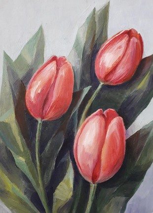 Tulips. Oil painting. Original