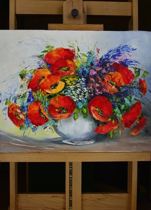 Interior painting oil painting still life flowers "Scent of summer" without a frame gift3 photo