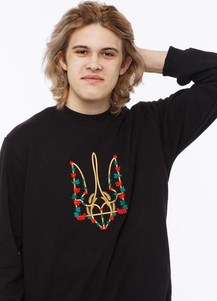 Men's sweatshirt with  "Red kalyna" embroidery black