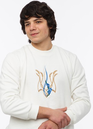 Men's sweatshirt with  "Malwy trident" embroidery white