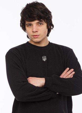 Men's sweatshirt with embroidery "classic tryzub" black