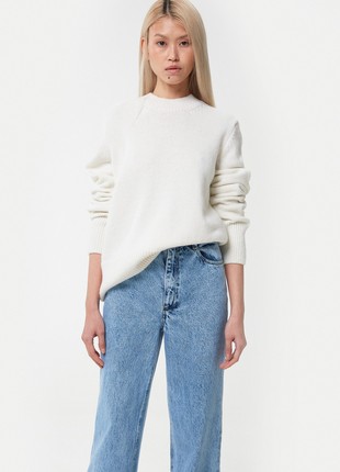 Milk knitted basic sweater with wool