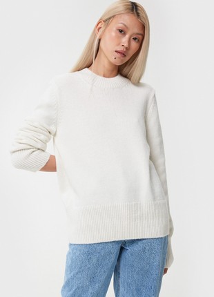 Milk knitted basic sweater with wool2 photo