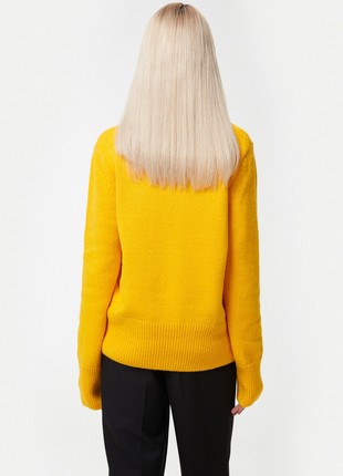 Yellow knitted basic sweater with wool4 photo