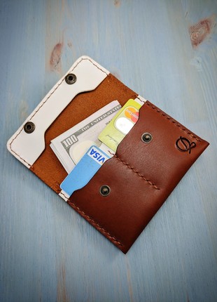Cognac color, mini wallet, handmade, made of genuine leather1 photo