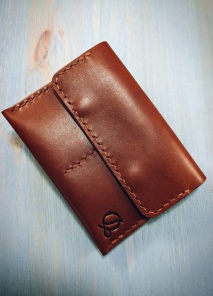Cognac color, mini wallet, handmade, made of genuine leather4 photo