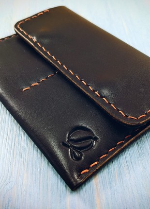 Brown mini wallet, handmade, made of genuine leather1 photo