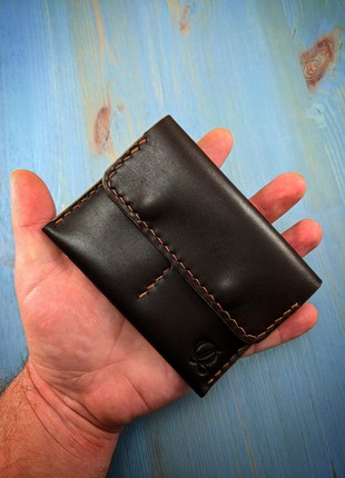 Brown mini wallet, handmade, made of genuine leather3 photo