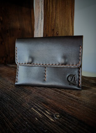 Brown mini wallet, handmade, made of genuine leather5 photo
