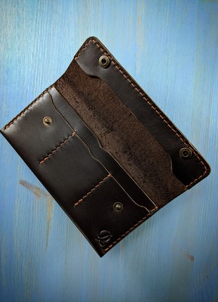 Brown long wallet, purse, portmone, handmade, made of genuine leather2 photo