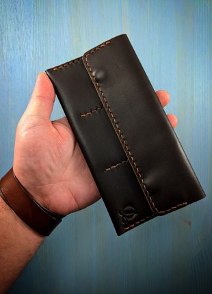 Brown long wallet, purse, portmone, handmade, made of genuine leather3 photo