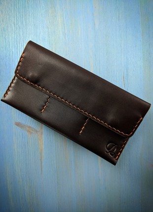 Brown long wallet, purse, portmone, handmade, made of genuine leather4 photo