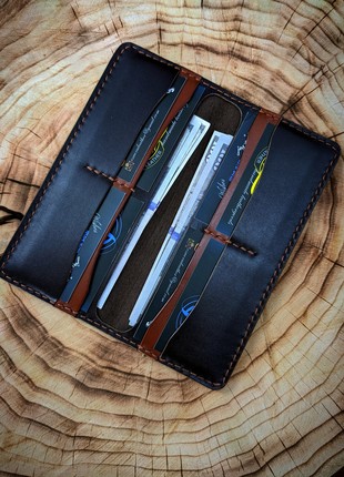 Brown, leather clutch purse, handmade1 photo