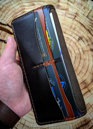 Brown, leather clutch purse, handmade2 photo