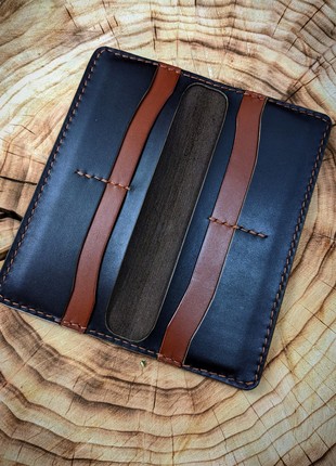Brown, leather clutch purse, handmade3 photo