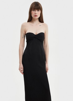 Black elongated midi bustier dress with viscose4 photo