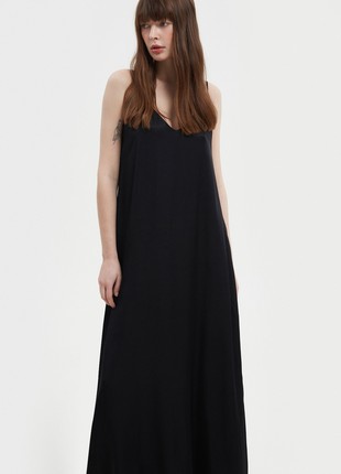Black viscose maxi lenght slip dress