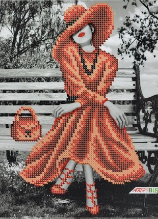 Girl in a Red Dress Kit Bead Embroidery bs 4196