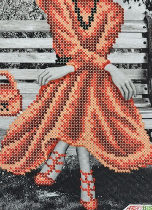 Girl in a Red Dress Kit Bead Embroidery bs 41965 photo