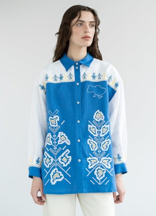 Linen shirt with embroidered cities-heroes Smilyvist