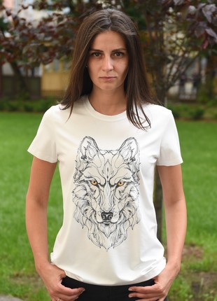 Women's T-shirt with embroidery - "Wolf"1 photo