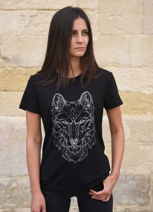 Women's T-shirt with embroidery - "Wolf"1 photo