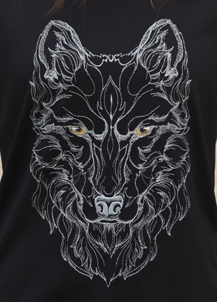 Women's T-shirt with embroidery - "Wolf"2 photo