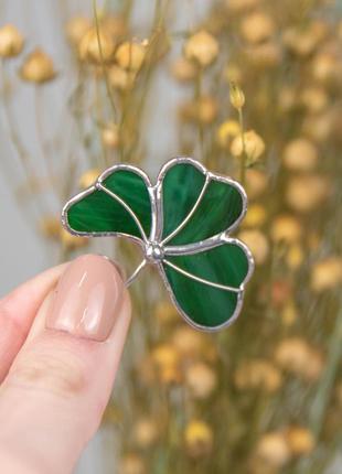 Pin three leaf clover stained glass costume jewelry7 photo