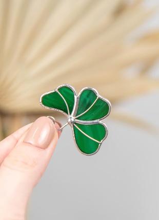 Pin three leaf clover stained glass costume jewelry8 photo