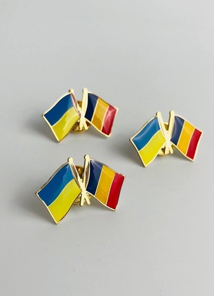 3pcs badge set Flag of Ukraine / Romania