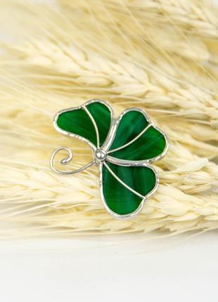 Pin three leaf clover stained glass costume jewelry1 photo