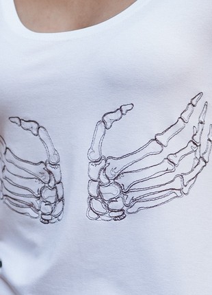 Women's T-shirt with embroidery "Hands on the bust"6 photo