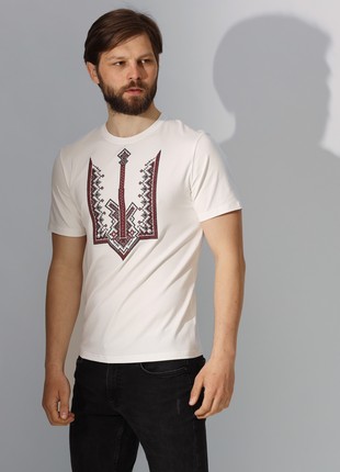 Men's T-shirt with embroidery - "Trident with a cross"