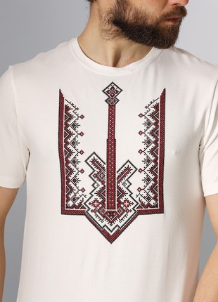 Men's T-shirt with embroidery - "Trident with a cross"3 photo