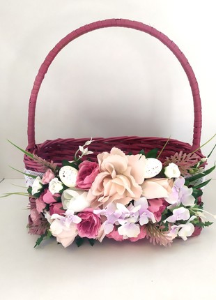 Pink decorated Easter basket