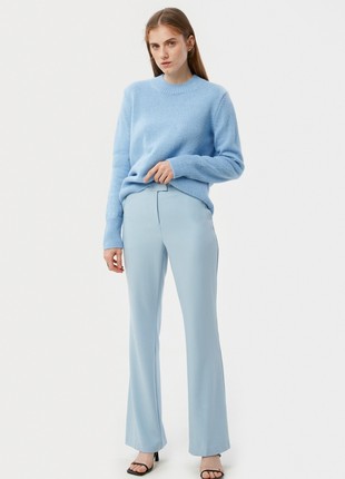 Baby blue flared pants made of suit fabric with viscose