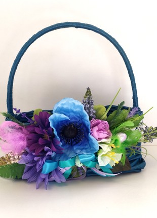 Blue decorated Easter basket