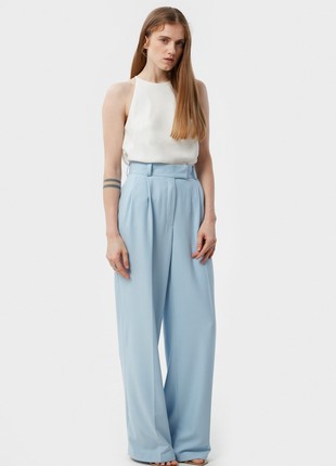 Baby blue palazzo pants made of suit fabric with viscose