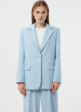 Baby blue straight jacket made of suit fabric with viscose