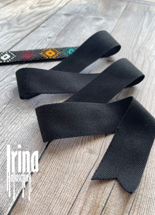 Handmade Ukrainian Beaded Necklace on Black Ribbon - Traditional Folk Design for Authentic Ethnic Look2 photo