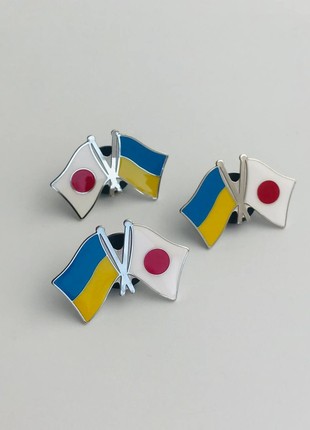 3pcs badge set Flag of Ukraine / Japan