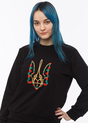 Women's sweatshirt with  "Red kalyna" embroidery black