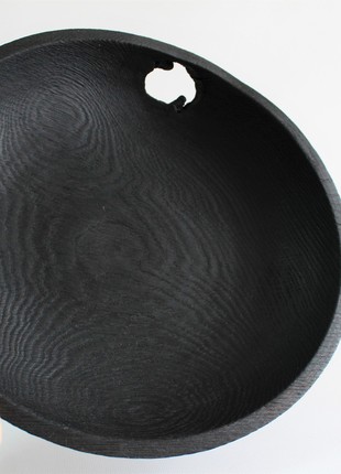Black fruit plate, handmade wooden bowl