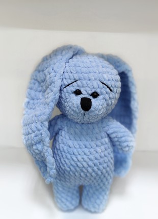 Baby boy blue bunny toy, Cute crochet rabbit toy, Baby shower gift,  Newborn boy present1 photo