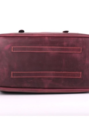 Beautiful women's leather carpetbag in burgundy color9 photo